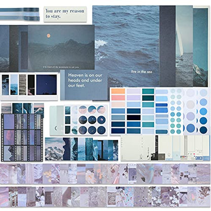 Tenare 114 Pcs Aesthetic Scrapbook Kit DIY Junk Journaling Supplies Scrapbooking Materials for Bullet Junk Journal, Art Journaling, Vintage Collage Album Gift for Adults Women Beginner(Fresh Style) - style: Fresh Style
