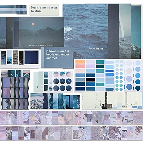 Tenare 114 Pcs Aesthetic Scrapbook Kit DIY Junk Journaling Supplies Scrapbooking Materials for Bullet Junk Journal, Art Journaling, Vintage Collage Album Gift for Adults Women Beginner(Fresh Style) - style: Fresh Style