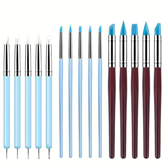 15 PCS Blue Clay Sculpting Tools Set, Professional Silicone Brushes & Dotting Tools Kit for Polymer Clay, Air Dry Clay, Pottery, Modeling & Crafting for Adult - color: 15Pcs-Blue