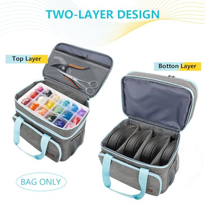 Crafts Storage Bag, Double-Layer Craft Organizer with Adjustable Dividers | Craft Supplies Organizer with Multiple Pockets for Beads, Jewelry & Sewing Tools, Portable Art Bag for Home, Classes & Travel
