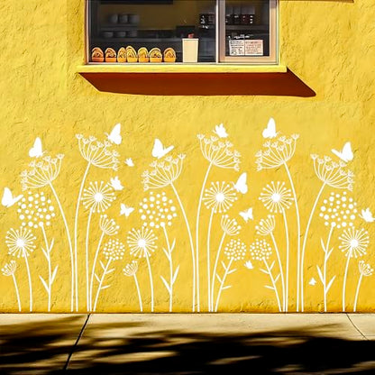 Large Flower Stencils for Painting,8 Pcs Reusable Dandelion Stencils for Painting on Wood Fence Walls Fabric Glass (Dandelion) - color: Dandelion(8Pcs)
