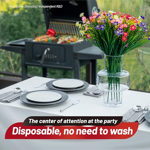 Plastic Table Cloth Disposable, 210 Ft X 54 In White Table Cloth Rectangle | Plastic Tablecloth Roll with Sliding Cutter Premium Plastic Table Cover Roll for Picnics, Parties, Birthdays, Weddings - color: White, size: 2520" x 54" (Rectangular)