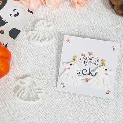 Xaekicr Halloween Ghost Dog Polymer Clay Cutters – Cute Clay Earring Cutters for DIY Jewelry Making, Polymer Clay Molds and Craft Tools, Set of 2 - color: H color