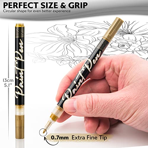 Stylo Gold Acrylic Paint Pens, 4 Gold Paint Markers, Fine Tip - color: Gold