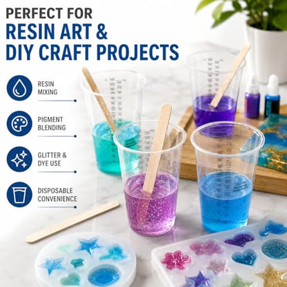 8oz Clear Plastic Measuring Cups, Graduated Mixing Cups, 50 Pack | Disposable & reusable, Graduated markings, 8oz capacity, Resin & paint mixing, Cooking & baking, 50 pack - color: 50 Pack