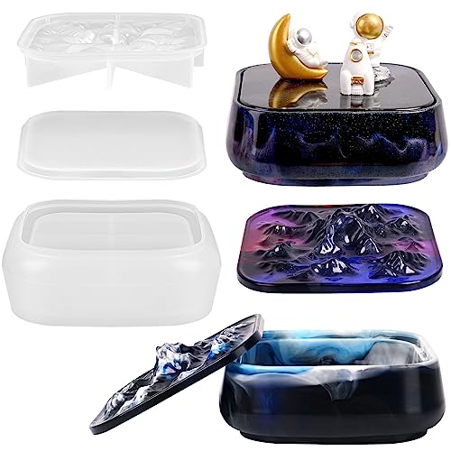 Large Storage Box Molds with Lid, Resin Jar Mold, Silicone Box Mold for Storage Jewelry Epoxy Casting DIY Crafts