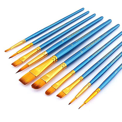 Transon 20pcs Bulk Artist Paint Brush Set for Acrylic Watercolor Gouache Hobby Craft Face Painting Blue - color: Blue