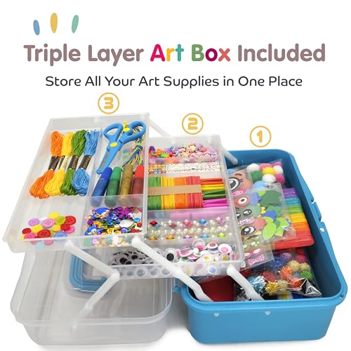 Olly Kids Craft Box, Arts & Crafts Supplies Set for Kids Ages 4-8 - color: Blue