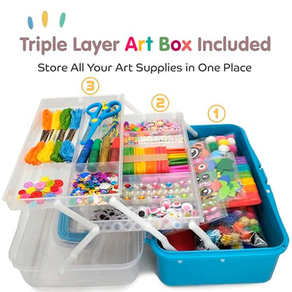 Olly Kids Craft Box, Arts & Crafts Supplies Set for Kids Ages 4-8 - color: Blue