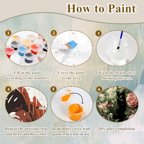 Cat Paint by Numbers Kit for Adults Beginners, Paint by Numbers 16x20 Inch - color: Black Cat (16x20 in)