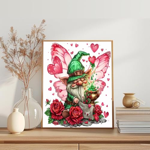 Rose Gnome Paint by Number for Valentine's Day Couples Butterfly Wing DIY Painting on Canvas with Brushes Acrylic Paints Lovers Decor Paint by Numbers for Adults Beginners 16x20 Inch（Without Frame） - color: Artwork 04, size: 16''x20''(without frame)