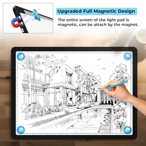 Heanolier A3 tracing Light Box with Bag,(18.2"L x 13.4"W) Super Bright Magnetic Light Pad with Side Buttons,USB-C Power Dimmerable Copy Table, Light board for Diamond Painting,Tattoo Drawing,Sketching - color: Black, size: A3 with Bag