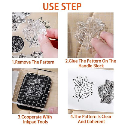 4 Themes 60Pcs Clear Stamps, Retro Rubber Clear Stamp, Transparent Silicone Stamps Seal for DIY Scrapbooking Card Making Decoration, Style D - style: Style D