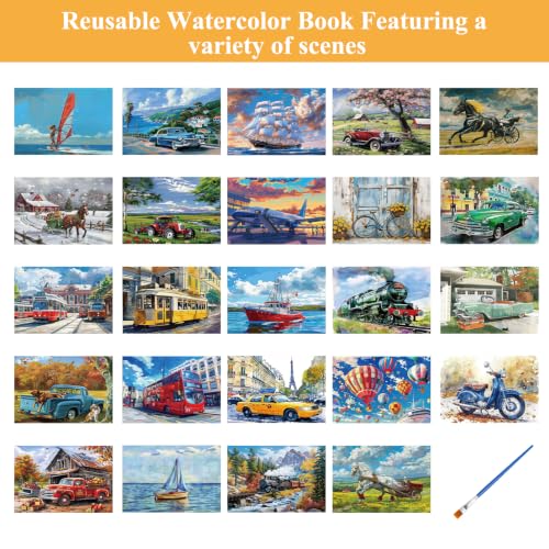24Pcs Dementia Products for Elderly Reusable Water Painting Set for Seniors - color: Traffic