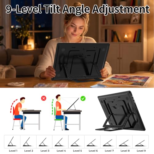 LEACUBER Rechargeable A4 Light Pad with Stand, Super Bright Magnetic Tracing Light Box with Side Buttons, Diamond Art Light Board for Diamond Painting, Light Table for Sketching, Weeding Vinyl Black - size: A4