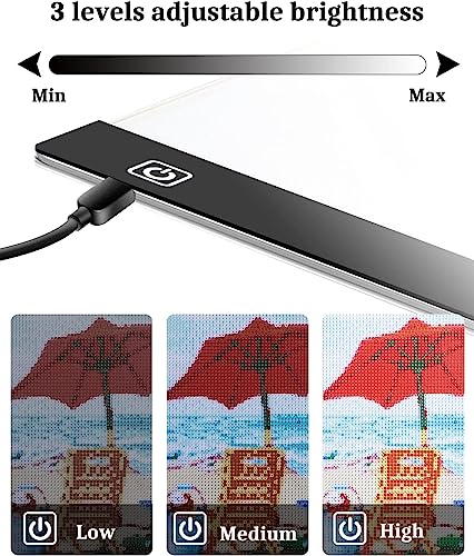 Ratukall A3 LED Light Pad for Diamond Painting, USB Powered Light Board Kit | Adjustable Brightness Light Box for Tracing with Diamond Art Accessories & Tools, Includes Storage Case, Drill Pens & Stand - style: 02-A3 Light Pad Kit