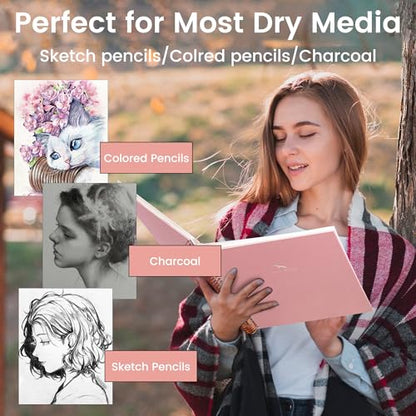 Hardcover Sketchbook for Drawing Spiral Sketch Book for Adult Kids 8.5 x 11 | 120 Sheets, 100gsm 68lb, Pink Large Spiral Bound Sketch Pad Premium Drawing Paper Book Artist's Sketchbook for Gift Ideas - color: Pink