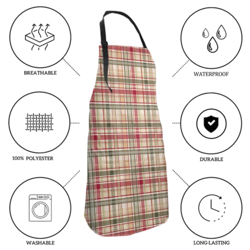 Giwawa Unisex Adult Apron Waterproof Stain Resistant Kitchen Cooking Apron with 2 Pockets for BBQ Grill Painting - color: Fall Plaid