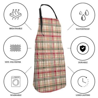 Giwawa Unisex Adult Apron Waterproof Stain Resistant Kitchen Cooking Apron with 2 Pockets for BBQ Grill Painting - color: Fall Plaid