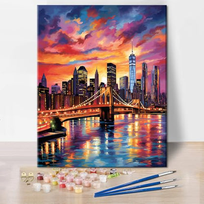 TUMOVO Brooklyn Bridge Sunset Paint by Numbers Kit for Adults - color: Artwork-08