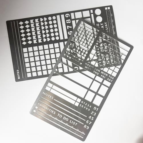 Metal Stencils, 2-Piece Set for Planners, Lists, Habit Tracking, Scrapbooking