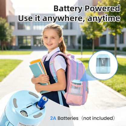 deli Electric Pencil Sharpener, Battery Operated, 6.5–8mm for Classroom | Battery Electric Pencil Sharpener, Durable Blade 5000+ Sharpen, Fits 6.5-8mm Pencils Classroom Kids Home - color: Blue