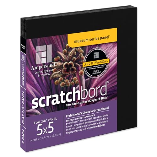 Ampersand Museum Series Scratchbord, 1/8 Inch Depth, 5X5 Inch, Pack of 3 (CBB055) - size: 5X5 Pack of 3