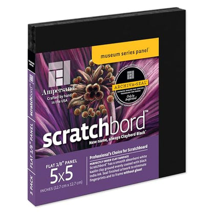 Ampersand Museum Series Scratchbord, 1/8 Inch Depth, 5X5 Inch, Pack of 3 (CBB055) - size: 5X5 Pack of 3