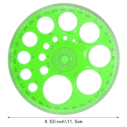 4 Pack Circle Drawing Template, Multi-Size Round Circle Stencil, Plastic Geometric Circle Ruler, Multifunctional Drawing Aid Tool for Student, Design, School, and Office Use(Green) - color: green