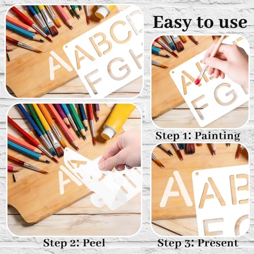 1/3, 1/2, 3/4, 1, 2 Inch Letter Stencils for Painting 35 Pack Small Letter Stencils Reusable Plastic Alphabet and Number Stencil Drawing Templates kit for Crafts Art Projects Scrapbook Wood - color: Aa-white