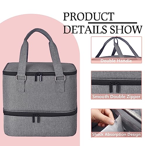 FCQQYWZ Nail Polish Organizer Case - Holds 42+ Bottles (15ml/0.5 fl.oz) and 1 Nail Lamp, Upgraded Double-layer Nail Polish Carrying Case Nail Polish Storage Bag with Handles (Grey) - color: Grey-42Bottles