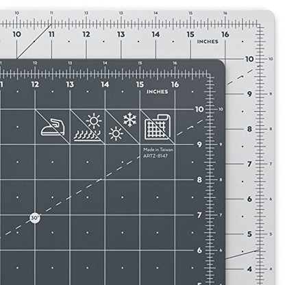 Arteza Self Healing Rotary Cutting Mat, 12"x18" with Grid & Non Slip Surface for Fabric, Paper, Vinyl, Plastic, Eco Friendly, Durable & Flexible, Great for Crafts, Quilting, Sewing, Scrapbooking - size: 12"L x 12"W