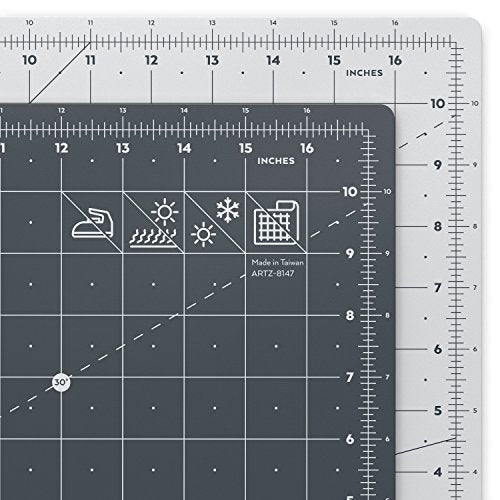 Arteza Self Healing Rotary Cutting Mat, 12"x18" with Grid & Non Slip Surface for Fabric, Paper, Vinyl, Plastic, Eco Friendly, Durable & Flexible, Great for Crafts, Quilting, Sewing, Scrapbooking - size: 12"L x 12"W