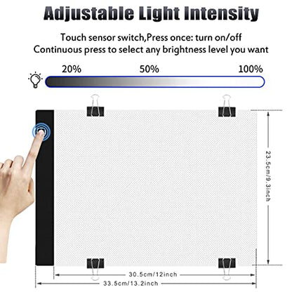 Diamond Painting Tools A4 Light Pad Board Box for Drawing Tracing Sketching | LED Light board with Stand, Handbag, LED Light Box, USB Powered Ultra-Thin Adjustable Brightness, 5D Diamond Art Painting