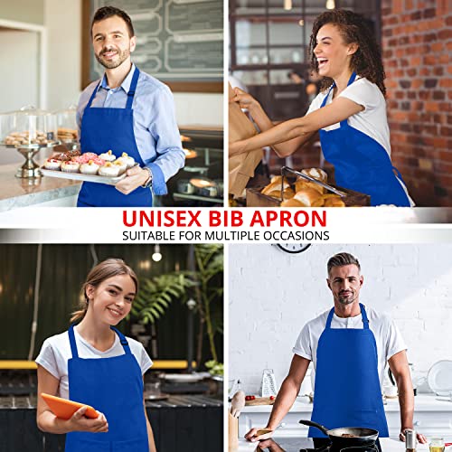 Utopia Kitchen 2 Pack Bib Apron, Adjustable with 2 Pockets, Water and Oil Resistant, Cooking Kitchen Chef Apron for Women Men - color: Blue