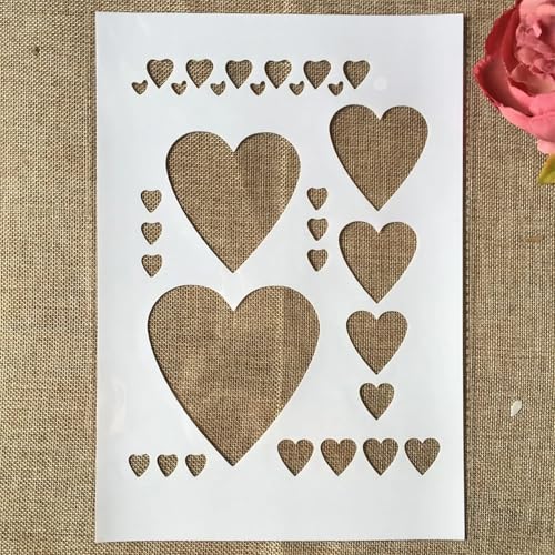 TIAMECH A4 Reusable Love Hearts Stencil for Painting - style: Love Hearts