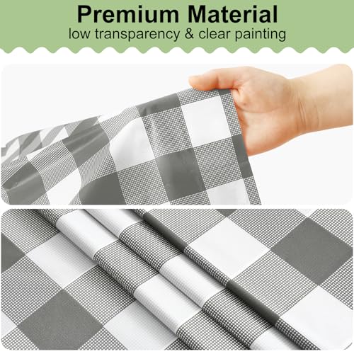 4 Packs Buffalo Disposable Table Cloth, 54 x 108 Inch Waterproof Plastic Tablecloth, Rectangle Grey and White Checkered Table Covers for Picnic, Birthday, Party, Back to School - color: Grey and White, size: 54" x 108" - 4 Pack