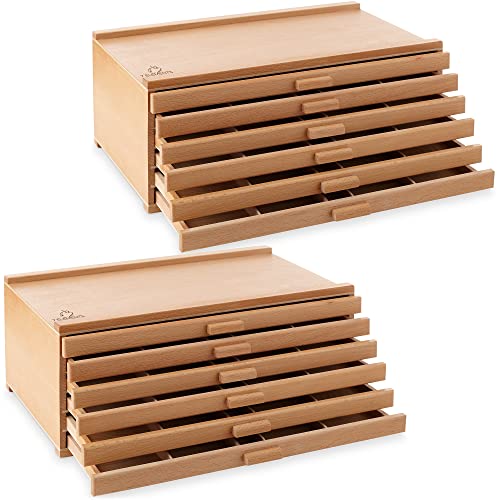 7 Elements 12 Drawer Wooden Artist Storage Supply Box for Pastels, Pencils, Pens, Markers, Brushes and Tools - size: 12-Drawer