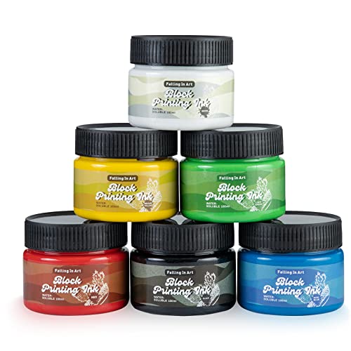Falling in Art 6 Color Water-Soluble Block Printing Ink Set, 3.5 FL OZ