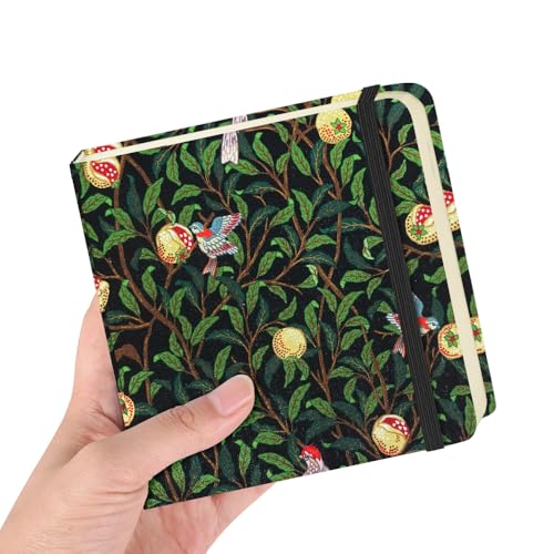 5x5 Pocket Sketch Book,80gsm Hardcover Art Sketchbook for Drawing Journal | Cloth Cover,80gsm Blank Paper,96Sheets,Lay-Flat,Portable Travel Creation Paint Diary Memo Planner,Dry MediaPomegranate Bird - color: Cloth Cover-Pomegranate Bird