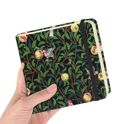 4.8" Pocket Sketch Book,80gsm Hardcover Art Sketchbook for Drawing Journal | Cloth Cover,80gsm Blank Paper,96Sheets,Lay-Flat,Portable Travel Creation Paint Diary Memo Planner,Dry MediaPomegranate Bird - color: Cloth Cover-Pomegranate Bird