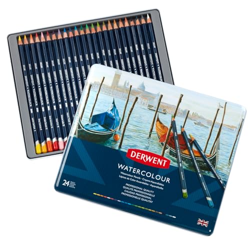 Derwent Colored Pencils, WaterColour, Water Color Pencils, Drawing, Art, Metal Tin, 24 Count (32883) - size: 24 Count (Pack of 1), style: Metal Tin