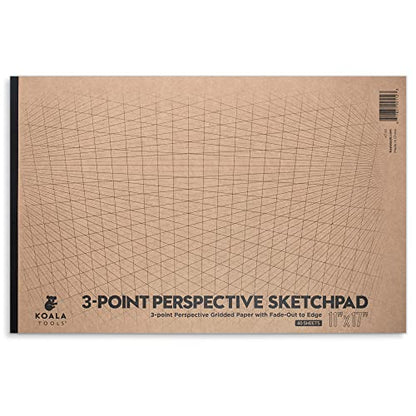 Koala Tools | Drawing Perspective (1 and 2-Point) Large Sketch Pad (3 Point - 11 x 17) - size: 3 Point - 11 x 17