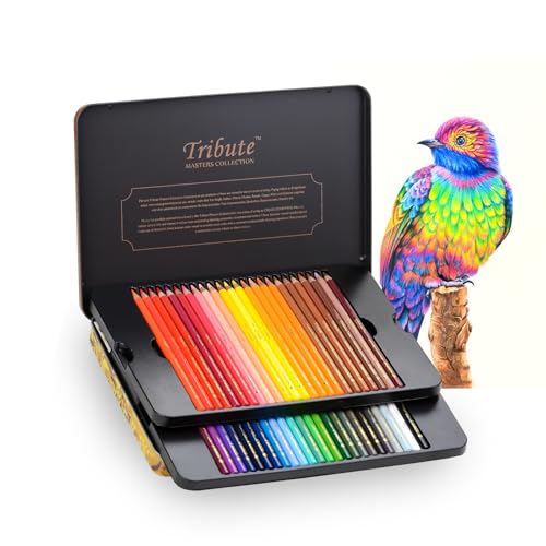 48 Colored Pencils Set for Adults Coloring, Professional Oil Based Art Pencils with 4.0mm Thick Soft Core up to 10 layers of blending, Artist Drawing Pencils in Masterpiece Gift Box - style: 48 Count