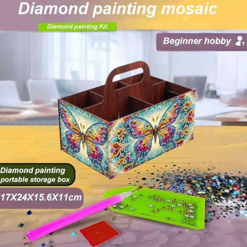 LSQFS Butterfly Multi-Grid Diamond Painting Storage Box with Handle - color: Butterfly