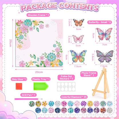 Arts and Crafts for Kid Age 8-12, Diamond Art Butterfly Girl Birthday Gift - style: Pink