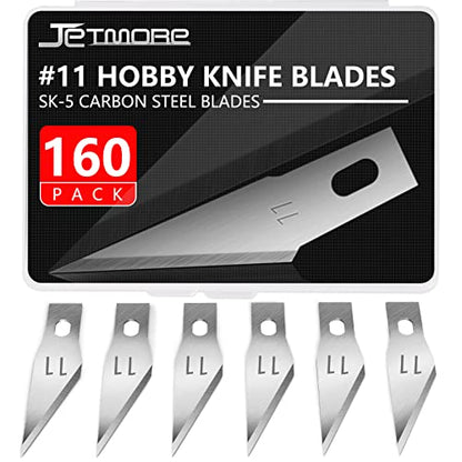 JETMORE 160 Pack Exacto Knife Blades 11, Hobby Knife Blades for Crafts | Exacto knife refill blades #11 suit paper crafts and scrapbooking, Hobby blades support carving, trimming and model making - size: 160 Pack