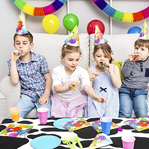 durony 2 Packs Cow Print Tablecloth 108 x 54 Inch Black and White Cow Print Table Covers for Farm Animal Themed Parties Birthday Parties Baby Showers - style: Cow Print