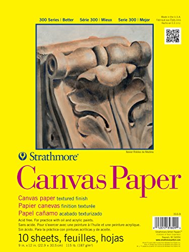 Strathmore 300 Series Glue Bound Canvas Paper Pad, 115 lb. Canvas Texture, 9 X 12 inches, White, 10 Sheets (310-9) - size: 9x12, style: paper pad