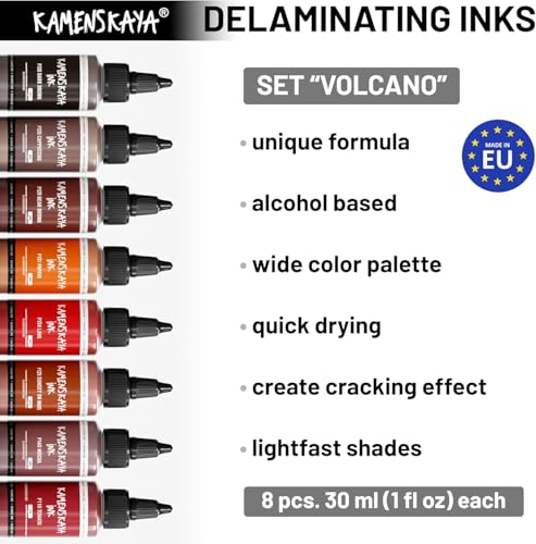 KAMENSKAYA Delaminating Alcohol Ink Set 'Volcano', 8 x 1 fl oz - color: Volcano